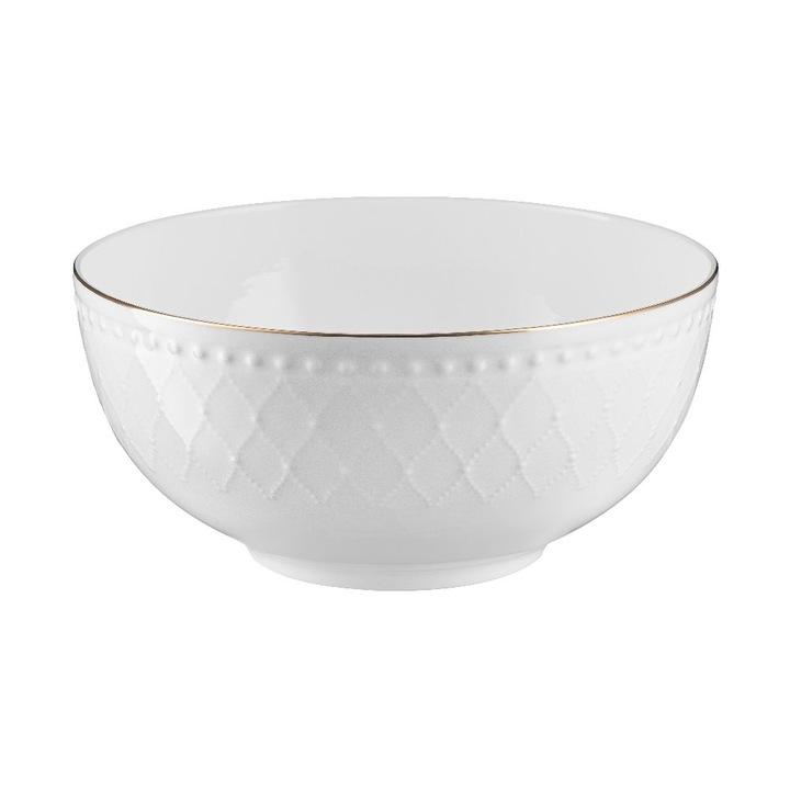 Bol Roma Gold, Villa Italia, Portelan, 15cm, Alb/Auriu