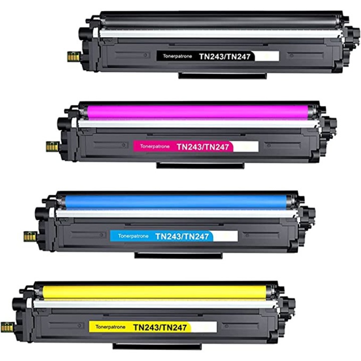 Set 4 Cartuse toner Compatibile Brother TN-247 Multicolor pentru DCP-L3550CDW MFC-L3730CDN MFC-L3750CDW HL-L3210CW HL-L3230CDW, 9.900 pagini
