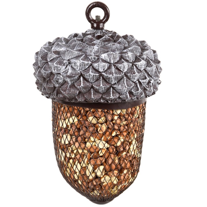 Ételtartó, Esschert Design, Madaraknak, 22,2 x 14 cm, Fém, Szürke/Barna