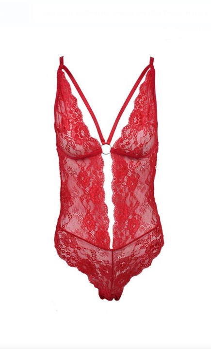 Lenjerie sexy, body din dantela, one size, rosu