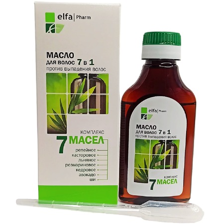 Ulei de par tratament 7in1 impotriva caderii parului "Complex 7 uleiuri", 100ml, Elfa Pharm