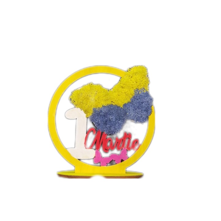 Decoratiune ''1 martie'' martisor cu licheni, 15/17cm