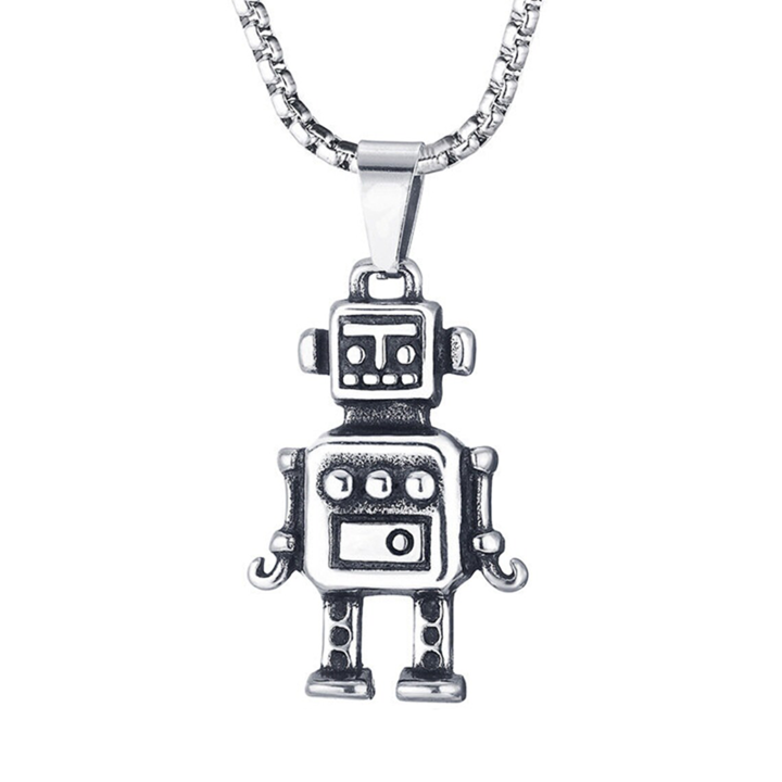 Lánc robot medállal, unisex, ezüst, EFAYN