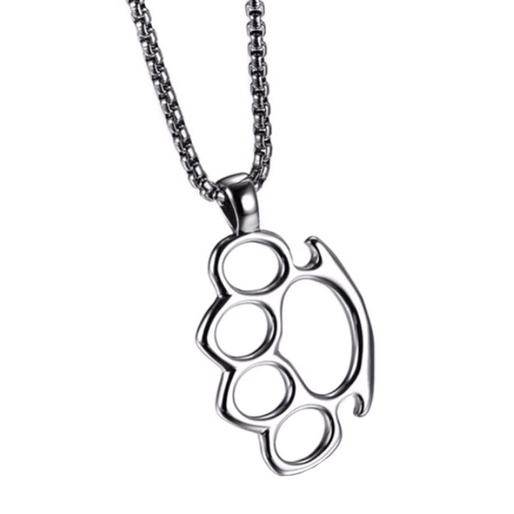 Lánc rozettás medállal, uniszex, ezüst, EFAYN