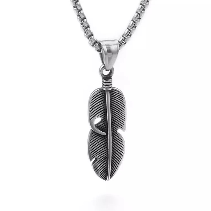 Lánc toll medállal, unisex, ezüst, EFAYN