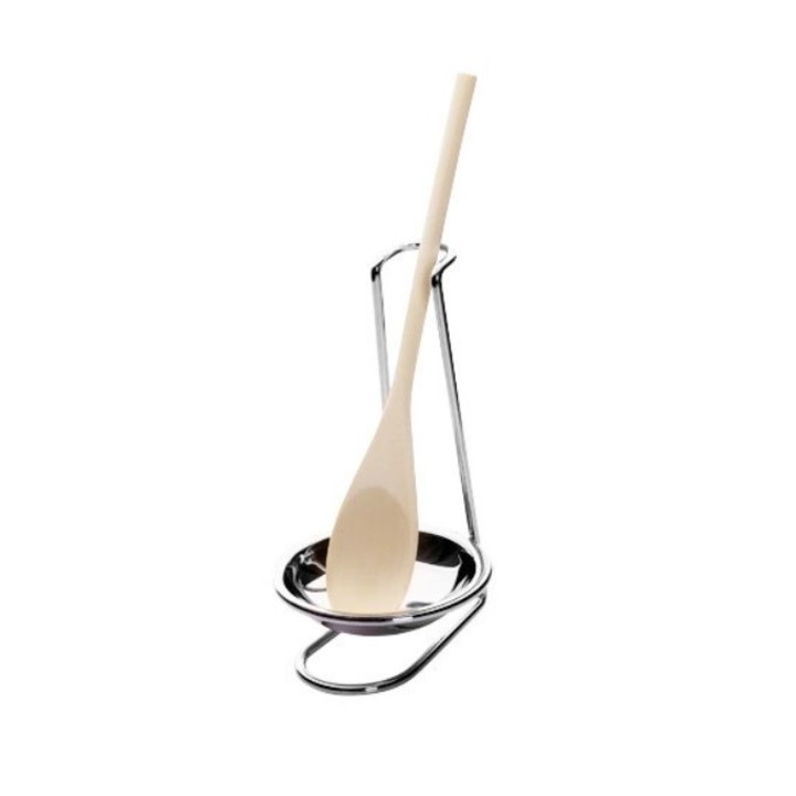 Дървена лъжица с поставка от неръждаема стомана, вместимост 8 мл, 10.5x17.5 см, Kinghoff