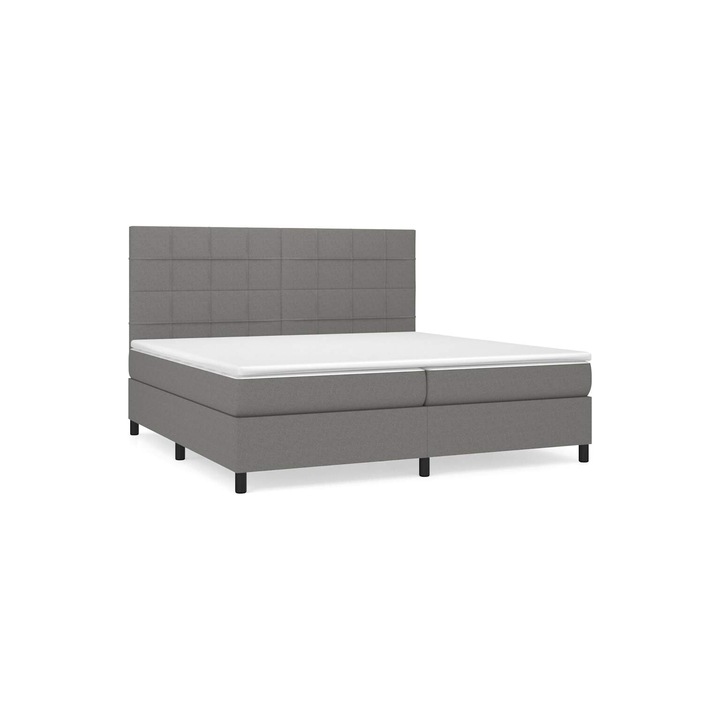 Pat box spring cu saltea vidaXL, gri inchis, 200x200 cm, textil, 58.04 kg 3141802