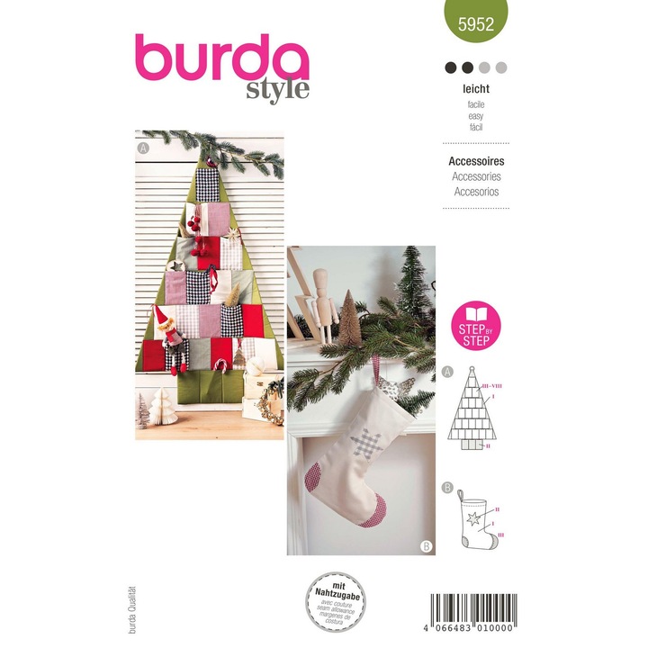 Шаблон за шиене, в 2 варианта, многоразмерен, единичен размер, Burda Style 5952