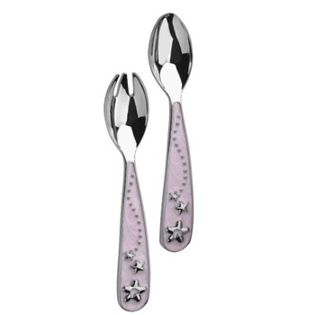Set 2 tacamuri bebelusi inox, Roz - Arthur Price Set 2 tacamuri bebelusi inox, Roz - Arthur Price