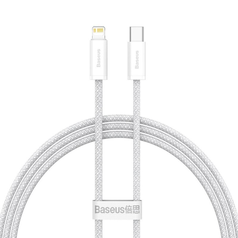 Cablu de date si incarcare, Baseus, USB-C, Lightning, 20 W, 1 m, Alb