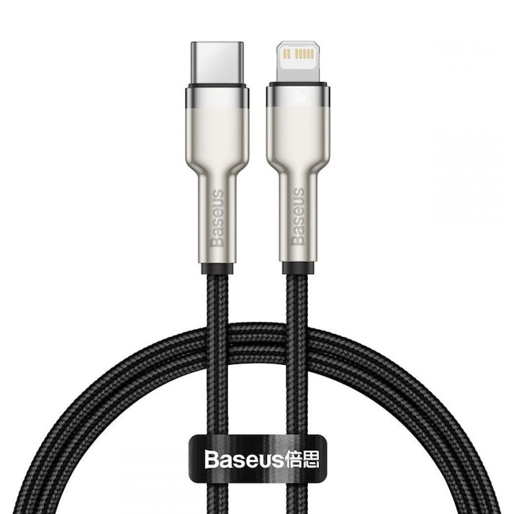 Baseus Cafule USB-C Lightning kábel, PD, 20 W, 0,25 m, fekete