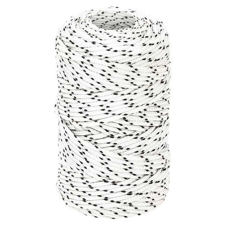 Franghie impletita pentru barca vidaXL, alb, 2 mm x 100 m, poliester, 0.25 kg 152743