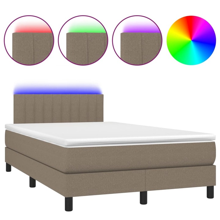 vidaXL tópszínű szövet rugós és LED-es ágy matraccal 120 x 200 cm 3133305