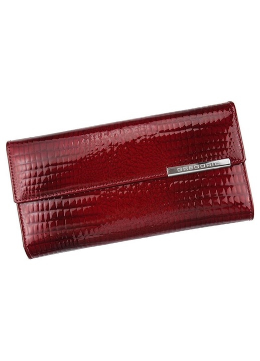 Portofel dama, Gregorio, Piele naturala, Rosu