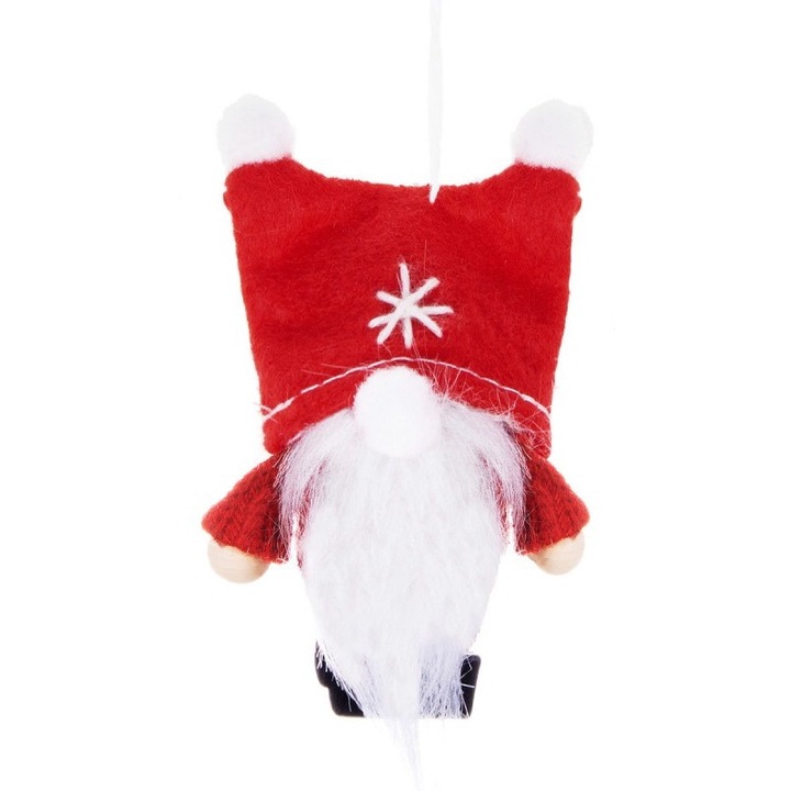 Figurina decorativa Craciun, Spiridus, Poliester, 8 cm, Rosu