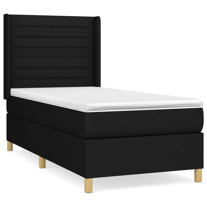 vidaXL fekete szövet rugós ágy matraccal 80 x 200 cm 3132027