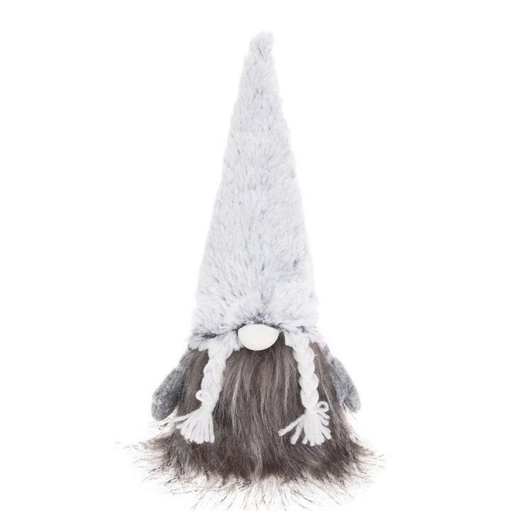 Figurina decorativa Craciun, Spiridus, Poliester, 30 cm, Gri