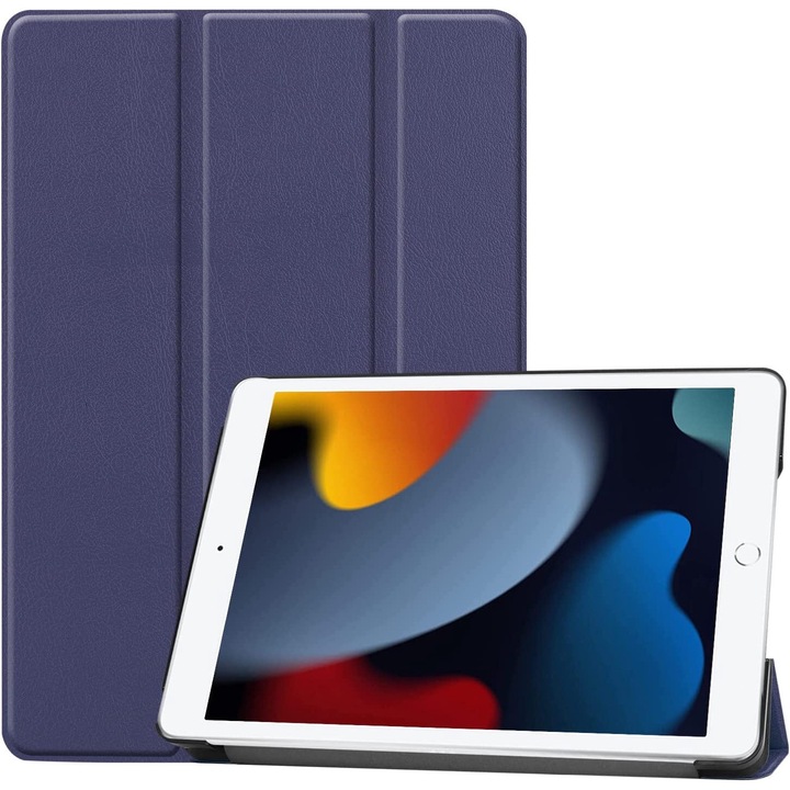 Husa Slim Sigloo, Smart Cover Trifold, pentru tableta iPad 2021/2020/2019, 10.2Inch si iPad Air3/iPad Pro,10.5Inch, Dark Blue