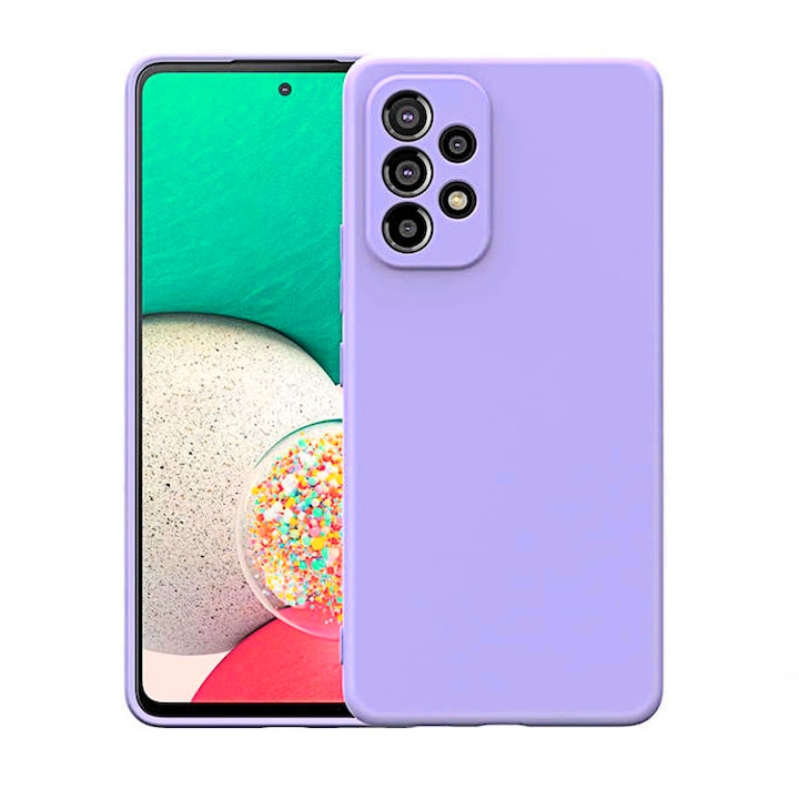 Prémium tok Samsung Galaxy A52 4G / A52 5G / A52s 5G telefonhoz kameravédelemmel és lila szilikon mikroszálas belsővel