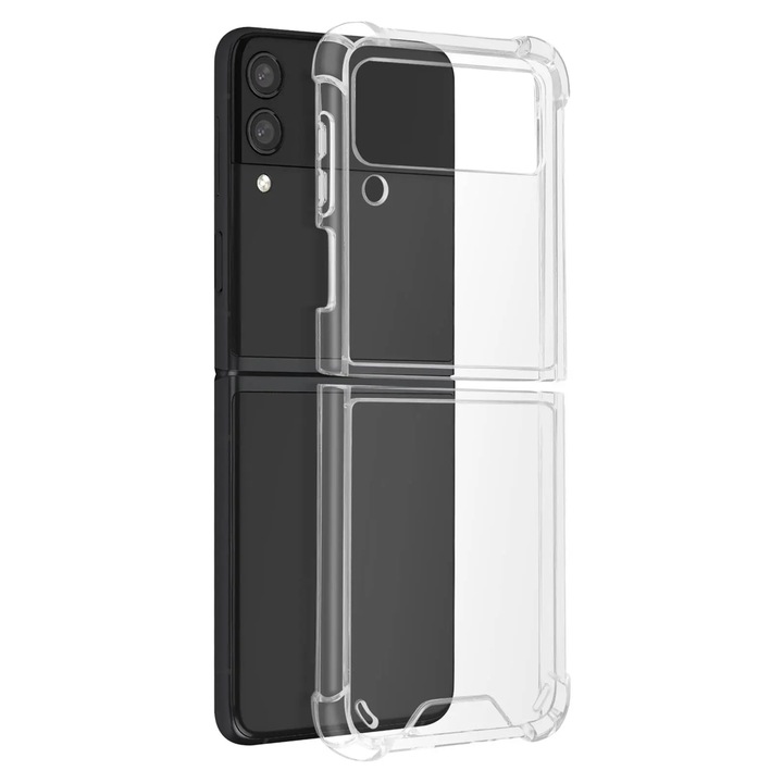 Калъф Anti-Shock, Crystal Hybrid за Samsung Galaxy Z Flip 4, твърд акрилен гръб, силиконови ръбове и AntiDrop ъгли, Ultra Clear