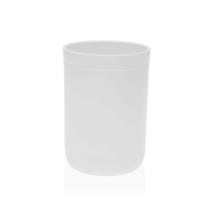 Cupa pentru periuta de dinti Versa, Alba ca Zapada, plastic, 7,5 x 11 x 7,5 cm