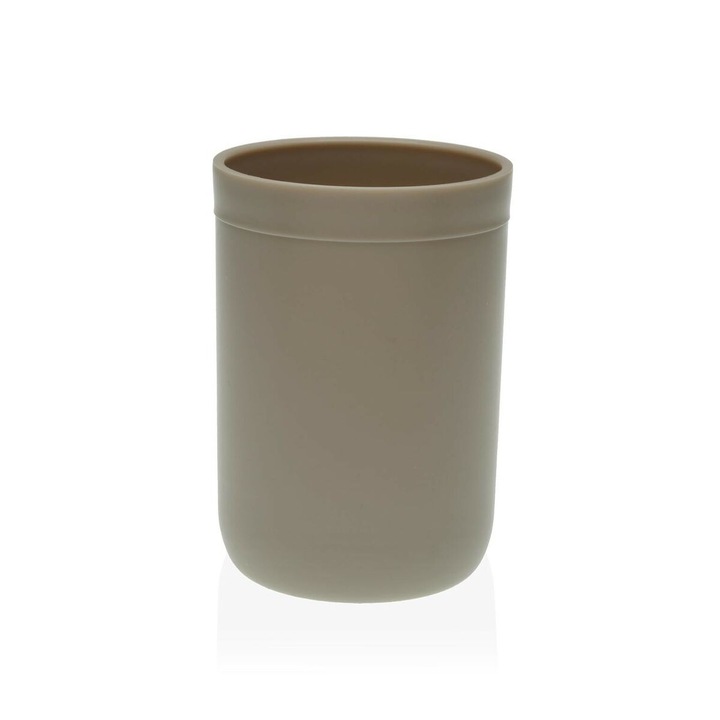 Cupa pentru periuta de dinti Versa, bej, plastic, 7,5 x 11 x 7,5 cm