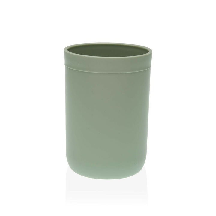 Cupa pentru periuta de dinti Versa, verde deschis, plastic, 7,5 x 11 x 7,5 cm