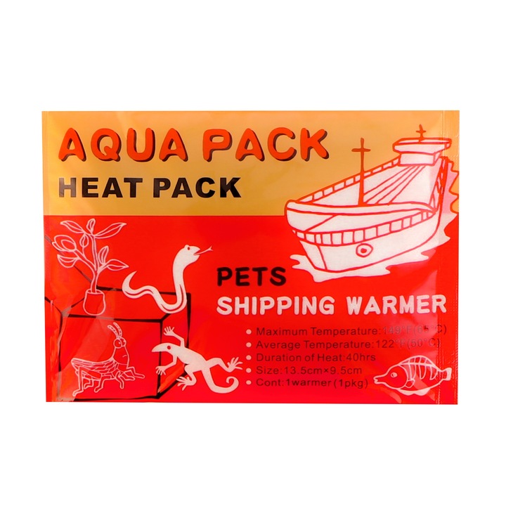 Нагревател за транспортиране на животни за еднократна употреба Aqua Heat Gold, Terrario, 50 градуса C/40 часа, 13,5 x 9,5 см, Многоцветен