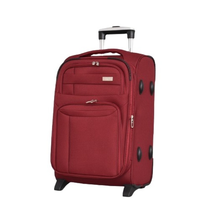 Куфар PERFECT LINE 1709-2, Разширител, Текстил, 55/24/35 см, Бордо