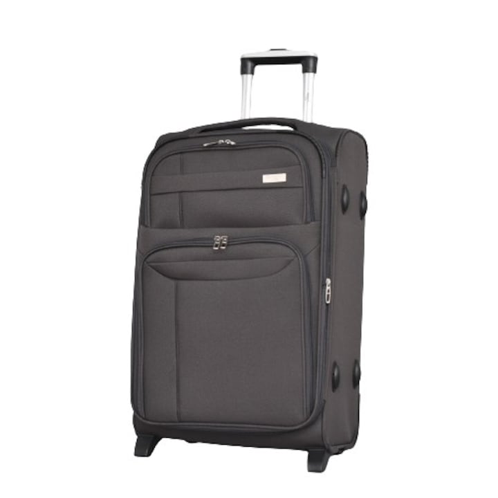 Комплект Куфари PERFECT LINE 1709-2, Разширител, Текстил, 75/30/45 см, Сиви, 3 броя