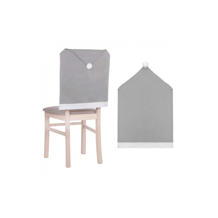 Husa scaun Mos Craciun, Poliester, 65 x 48 cm, Gri