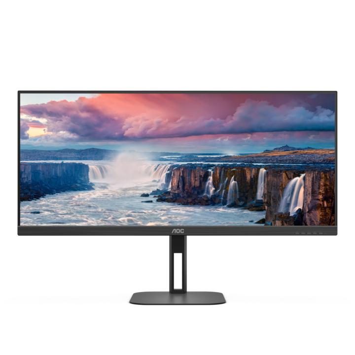 AOC U34V5C/BK monitor, 34" VA, QHD, 100 Hz, DisplayPort, USC-C, fekete