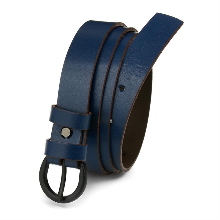 Női öv, Beltimore, Természetes bőr, Kék, 125 cm