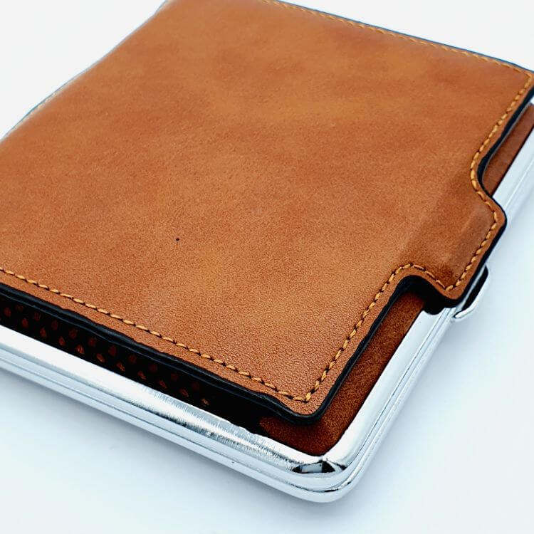 Табакера 2в1 Eleon 801447, Card Holder, 20бр*80мм цигари, Кафява кожа