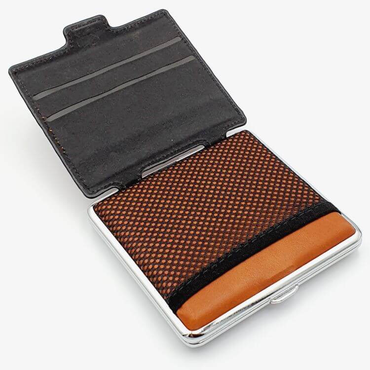 Табакера 2в1 Eleon 801447, Card Holder, 20бр*80мм цигари, Кафява кожа