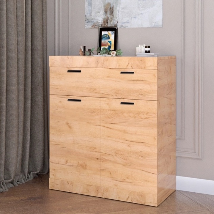 Comoda Sonata 4, Everest, 93 x 80 x 38 cm, Stejar auriu