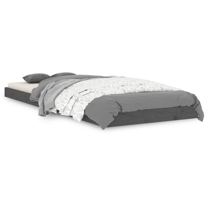 vidaXL szürke tömör fenyőfa ágykeret 75 x 190 cm (Small Single) 823486