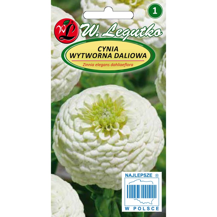 Seminte plante, Legutko, Zinnia, Pentru sol fertil, 1 g, Alb