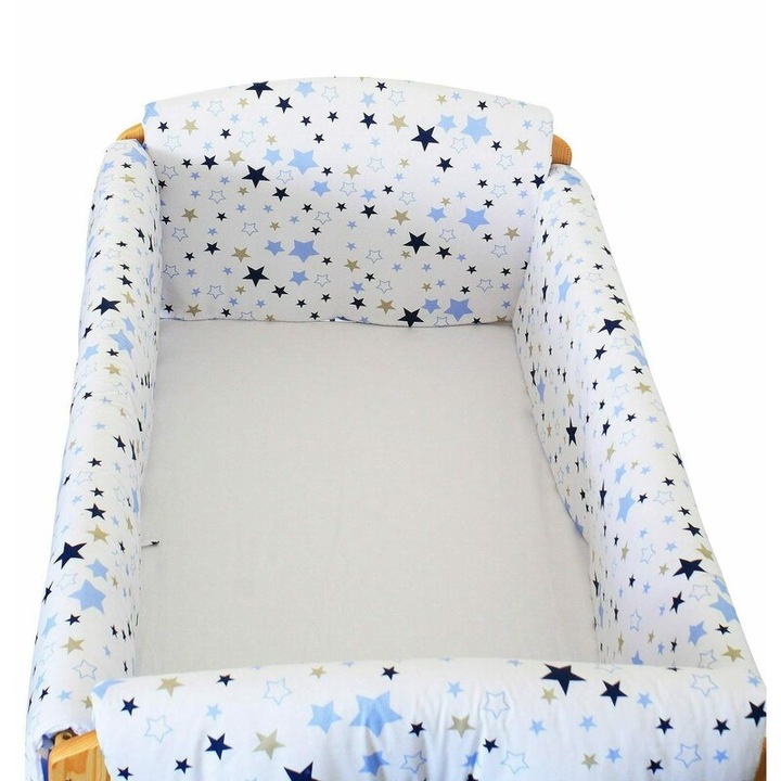 Set aparatori patut, Maxi, 2 fete, stelutele albastre, alb, 140x70cm