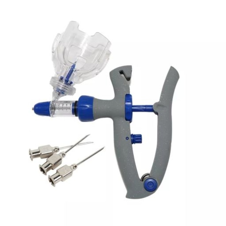 Set Pistol seringa automata cu autoumplere pentru vaccinat, capacitate 0,2 ml - 2 ml plus garnituri de schimb si 3 ace inox reutilizabile