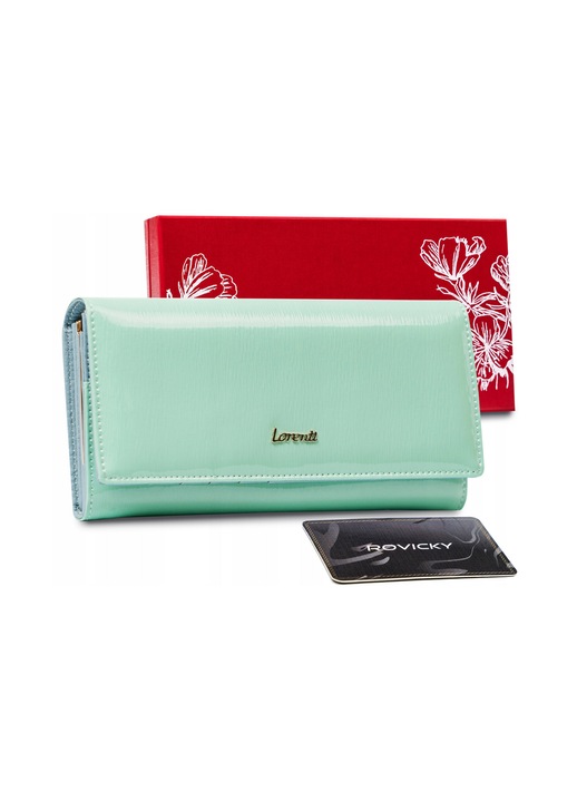 Дамски портфейл, Lorenti, Кожа, Зелена мента
