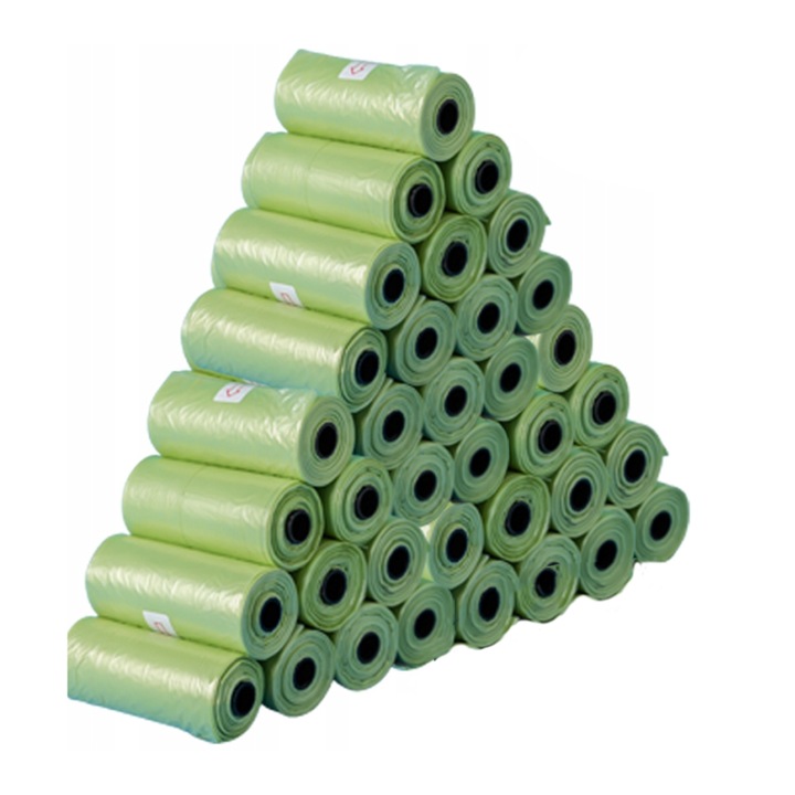 Set 1000 pungi igienice, verde, compostabile, bio, 21 x 30 cm