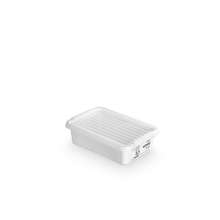 Кутия за съхранение с капак Orplast, White Line, 3.1l, Пластмаса, Бяла