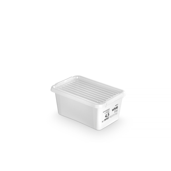 Cutie depozitare cu capac Orplast, White Line, 4.5l, Plastic, Alb