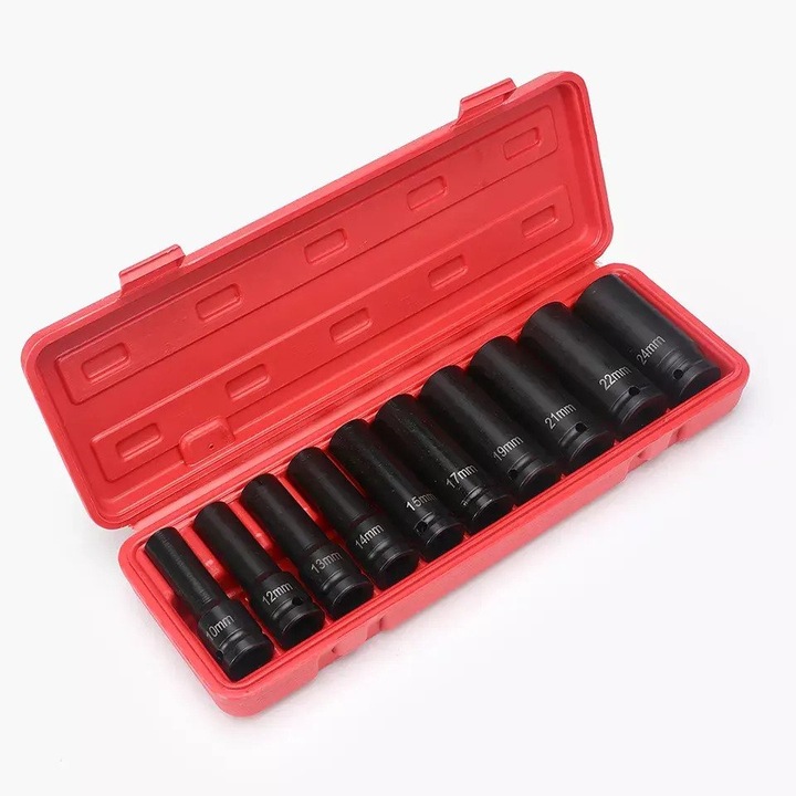 Trusa chei tubulare de impact 6 laturi, 10 piese