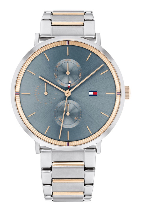 Tommy Hilfiger, Двуцветен мултифункционален часовник, Сребрист, Златист