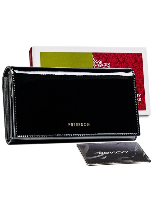 Дамски портфейл, Peterson, Кожен, Черен