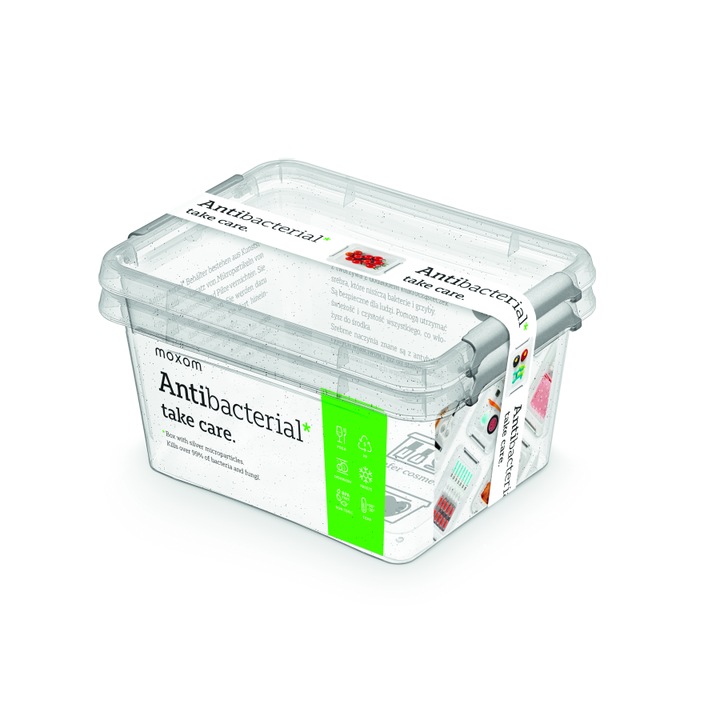 St 2 cutii antibacteriene, Orplast, Plastic, Transparent