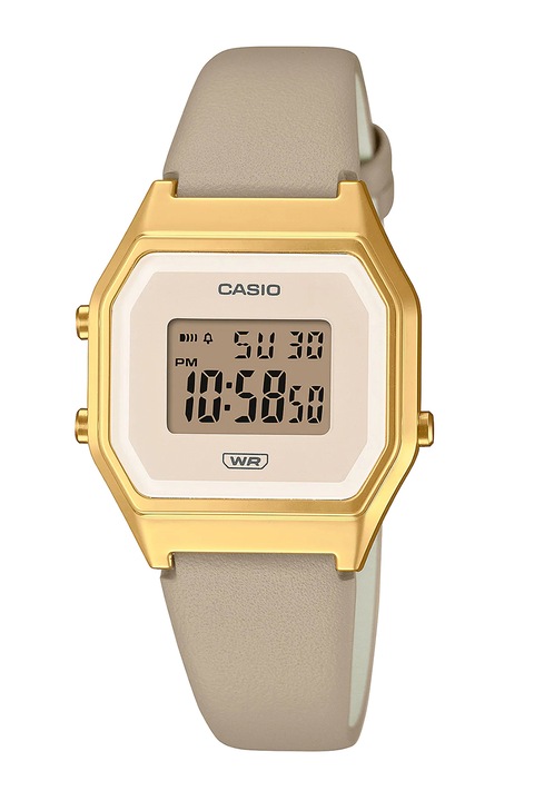 Casio, Електронен часовник с кожена каишка, Бежов