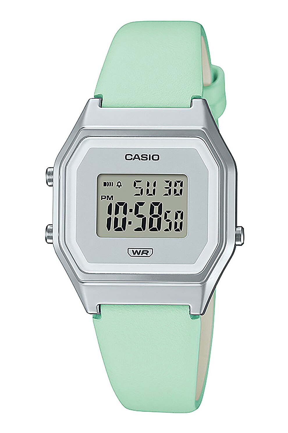 Casio, Ceas digital cu o curea din piele, Verde menta